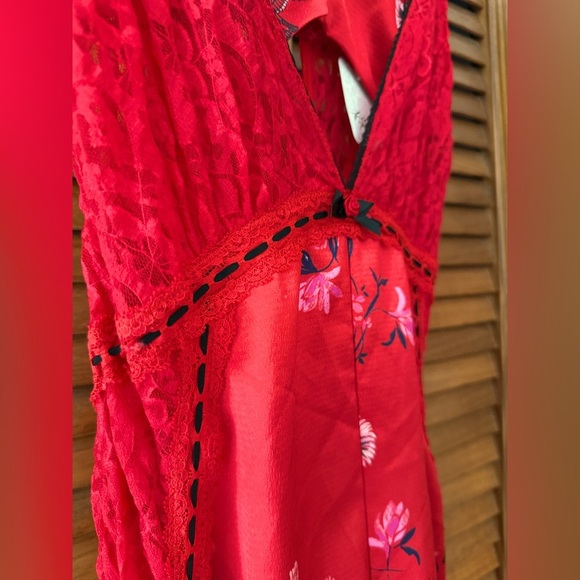 FP Intimately Playing Cupid Satin Crepe & Lace Maxi NWOT red RARE - Picture 1 of 8